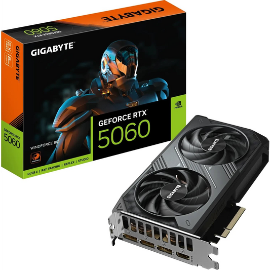 GIGABYTE GeForce RTX 5060 WINDFORCE 8G NVIDIA 8 Giga Bites GDDR7 (GV-N5060WF2-8GD)