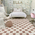 Atira Pink Checkered Area Rug-0