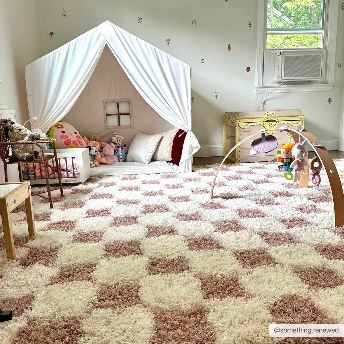 Atira Pink Checkered Area Rug-2