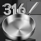20cm Tri-Ply 304 Stainless Steel Frying Pan Uncoated Silver-2